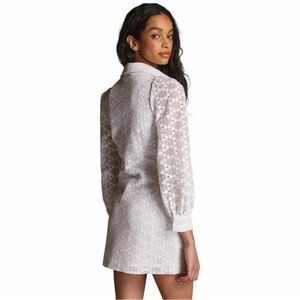 Mare Mare x Anthropologie Collared Lace Balloon Sleeve Mini Dress White